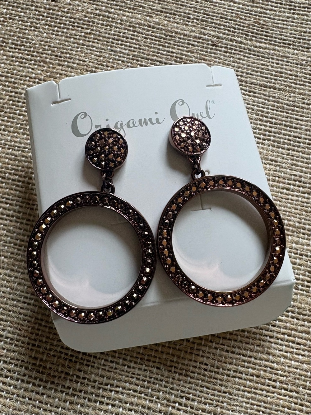 Origami Owl chocolate circle drop earrings